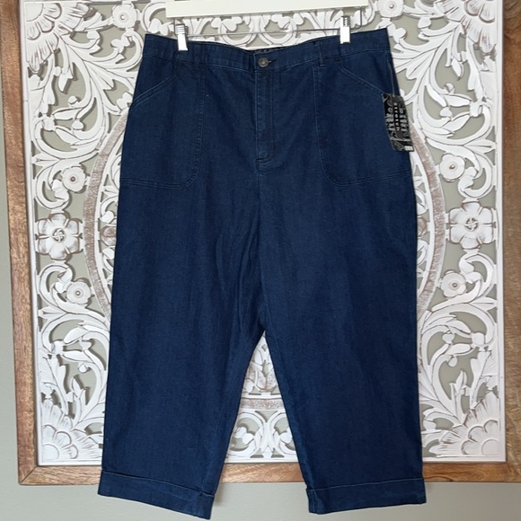 Erika Denim - Erika Plus Size Stretch Dark Denim Cropped Rolled Woman's Comfort Jeans sz18 NWT